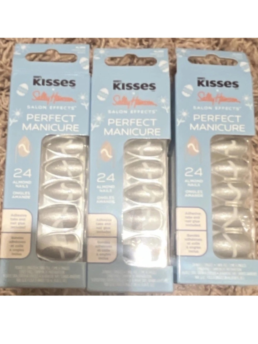 Kiss Perfect Manicure Almond Metallic Silver Press-On Nails - 3 Packs